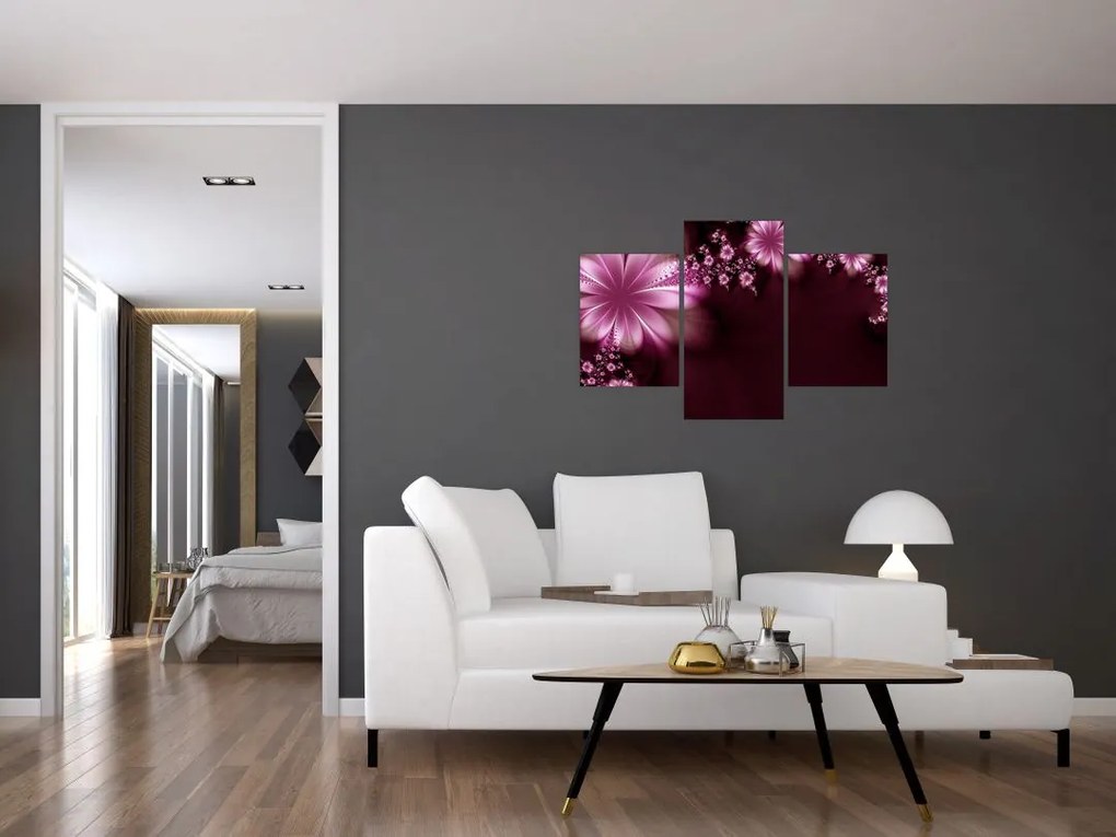 Tablou cu abstracție - flori (90x60 cm)
