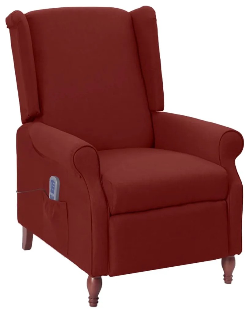 342230 vidaXL Fotoliu de masaj rabatabil, roșu vin, material textil