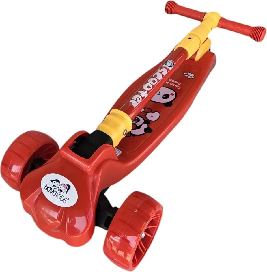 Trotineta copii cu roti luminoase din silicon NOVOKIDS™ Mini Scooter 8020, Cu melodii si lumini, 3 roti, Pliabila, Maner reglabil pe inaltime, Maxim
