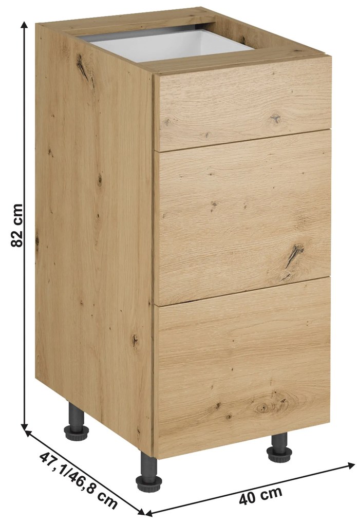 Dulap inferior de bucătărie D40S3 Langari (Stejar artisan). 1016857