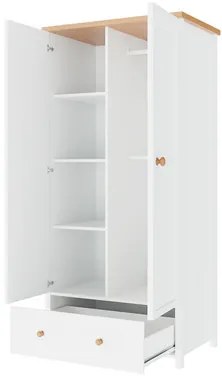 Dulap cu rafturi Keira KS (Alb + stejar nash). 1058476