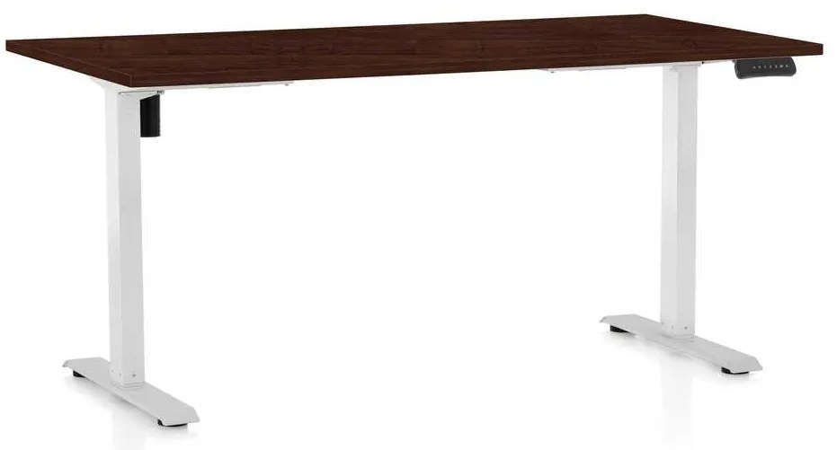 Masă înălțime reglabilă OfficeTech B, 160 x 80 cm, picioare albe, wenge