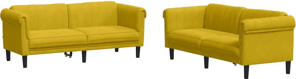 vidaXL Set canapea 2 piese, galben, catifea