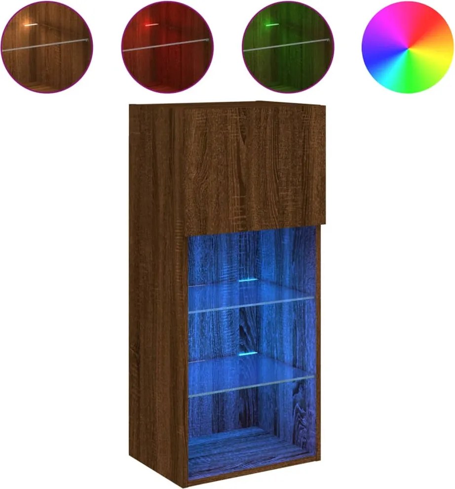 vidaXL Comodă TV cu lumini LED, stejar maro, 40,5x30x90 cm