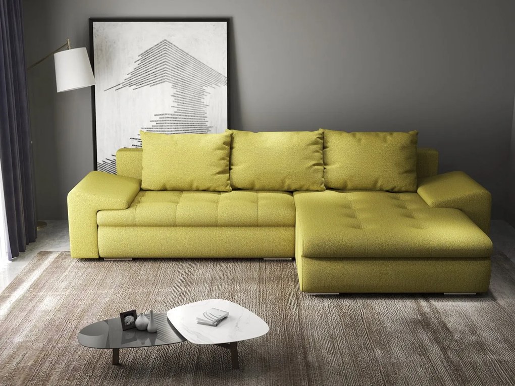 Colțar extensibil dumonde cu ladă de depozitare si sezut confortabil din spuma high-density, Leonardo Enjoy Verde 260x185 cm II