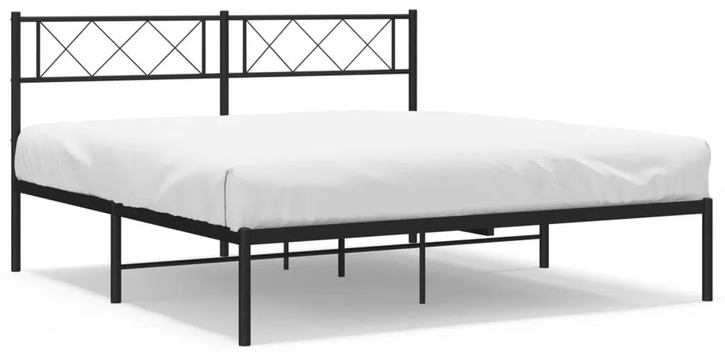 372274 vidaXL Cadru de pat metalic cu tăblie, negru, 120x190 cm