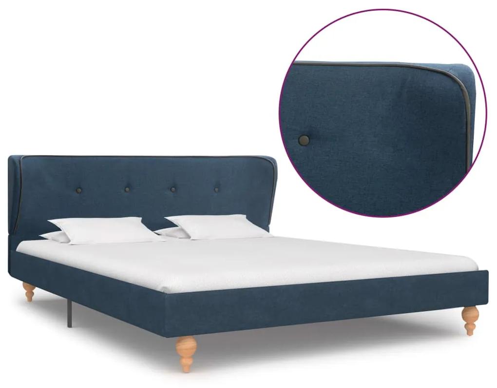 280579 vidaXL Cadru de pat, albastru, 140 x 200 cm, material textil