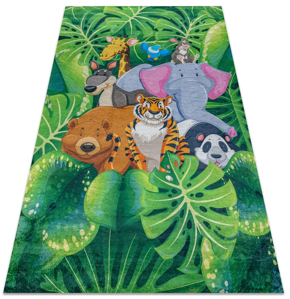 BAMBINO 2651 covor lavabil Animale, junglă pentru copii anti-alunecare - verde / maro