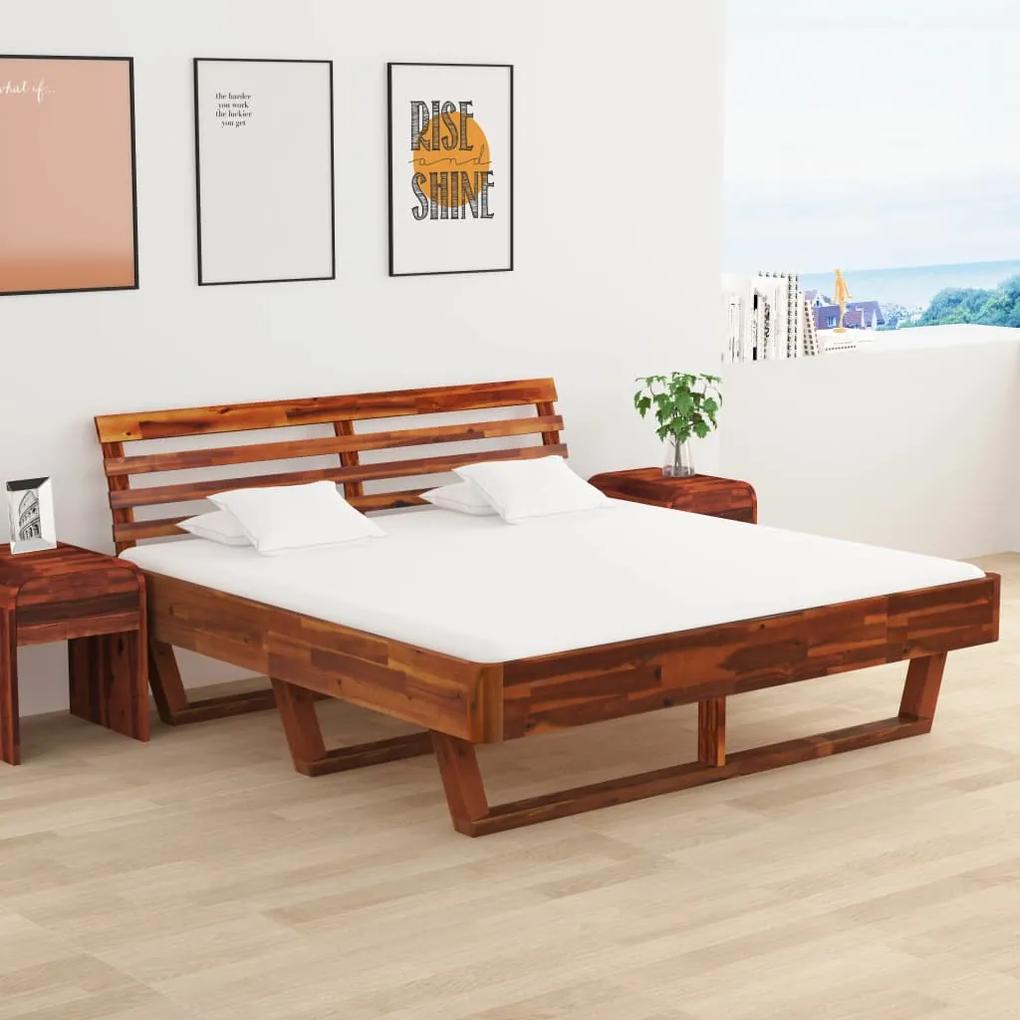 3056373 vidaXL Cadru de pat cu 2 noptiere, 180 x 200 cm, lemn masiv de acacia