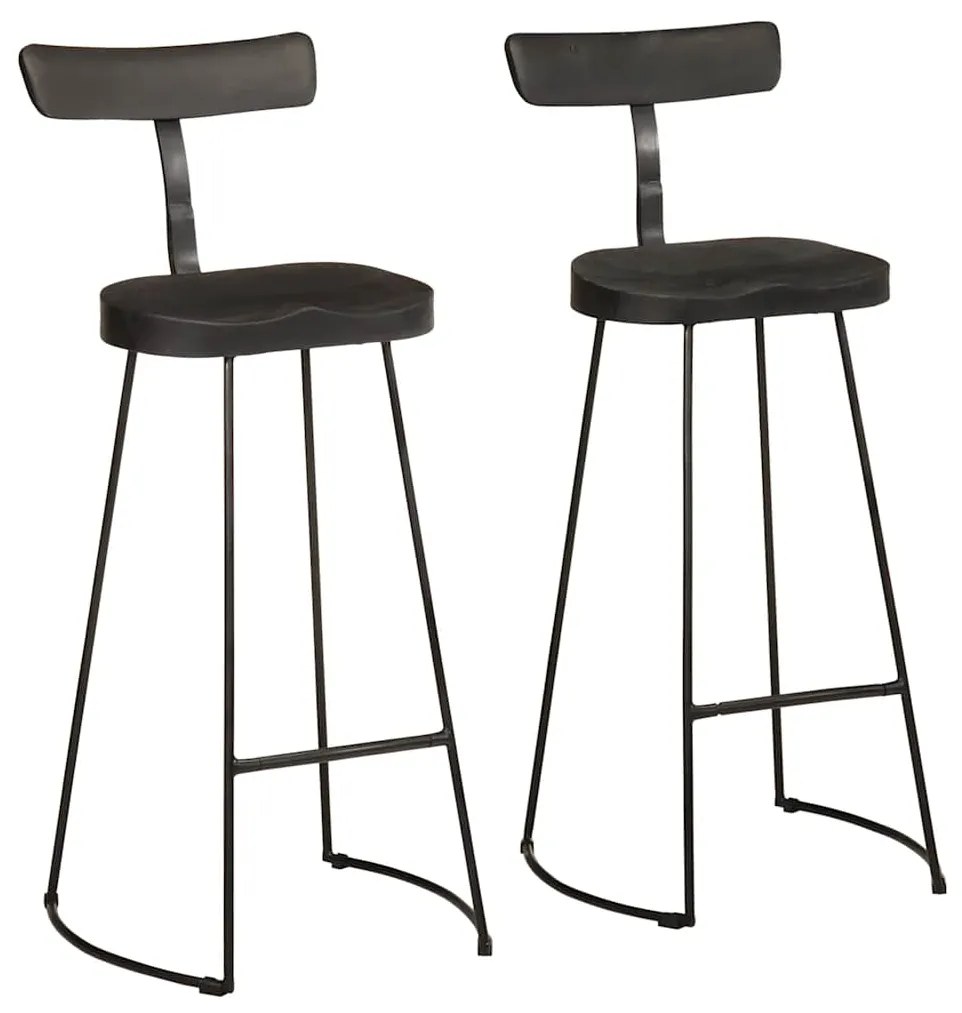 vidaXL Scaune de bar 2 buc Negru 49x43x103 cm Lemn masiv Mango