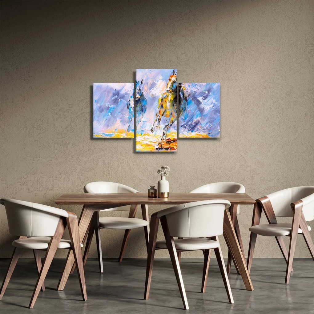 Tablou - Caii alergând, pictură în ulei (90x60 cm)