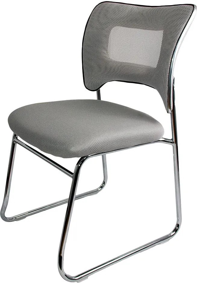 Scaun vizitator gri deschis HRC 613F mesh cadru cromat