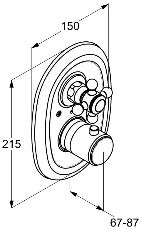 Baterie incastrata termostatata, Kludi, Adlon, 1926, incastrata, termostatata, parte vizibila, placat cu aur 23 kt