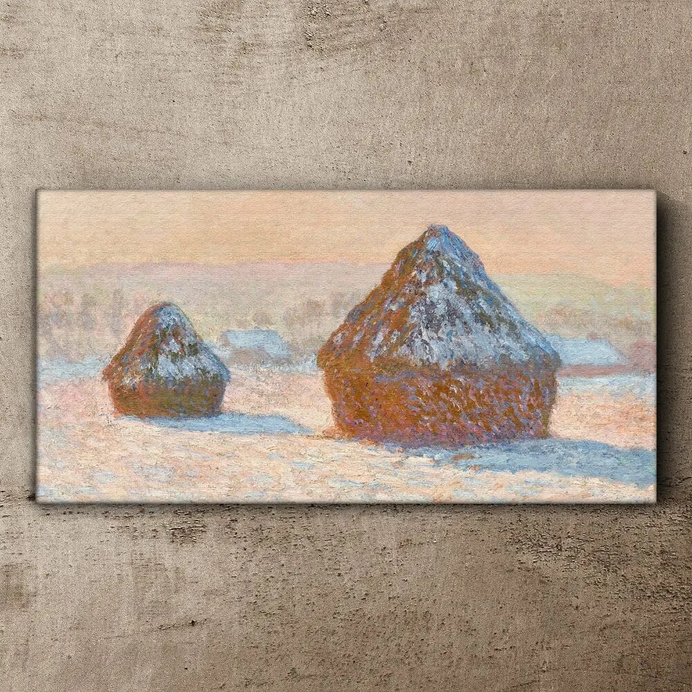 Tablou canvas Grainstacks Snow Monet Effect