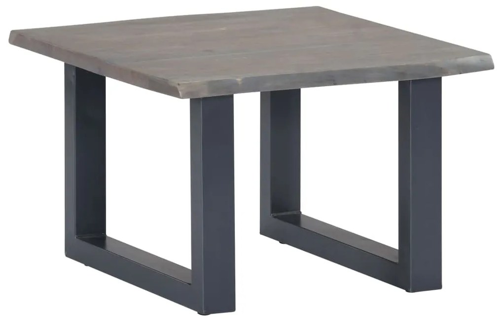 vidaXL Masă cafea, muchii naturale gri, 60x60x40 cm, lemn masiv acacia