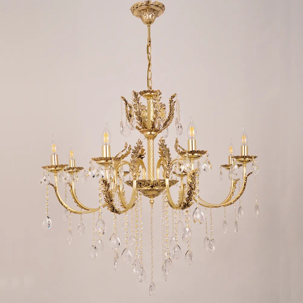 Lustra Cristal Yaprakli cu 8 Brate, Desing Baroc, French Gold Antic - Bussy Lighting 0152-78-08