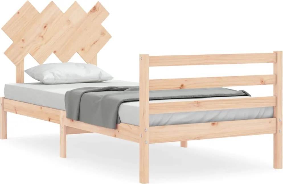 vidaXL Cadru de pat cu tăblie, 90x200 cm, lemn masiv