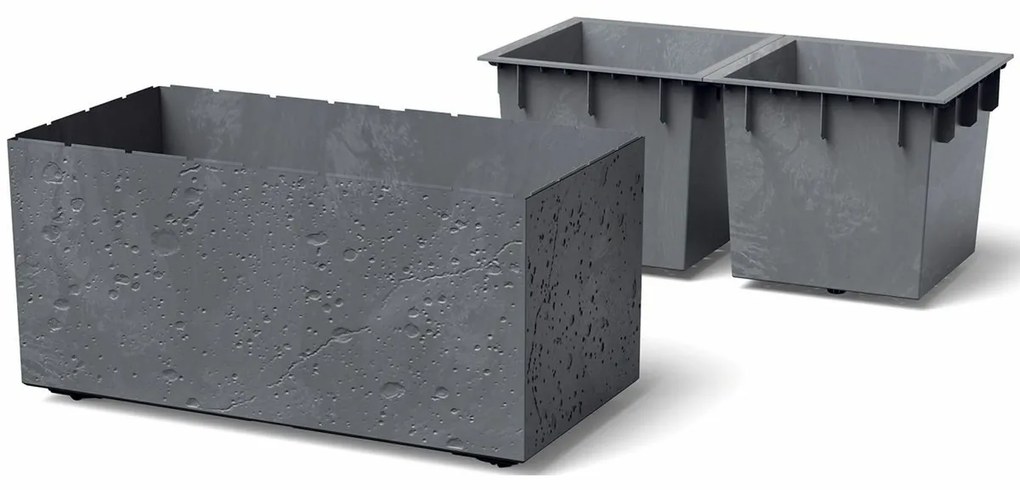 Ghiveci SIERRA CASE BETON EFFECT 57,7 cm , negru