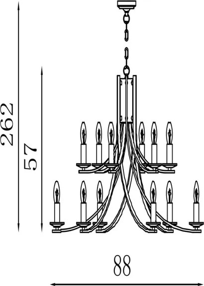 Searchlight 41612-12SB - Candelabru suspendat pe lanț ASCONA 12xE14/60W/230V