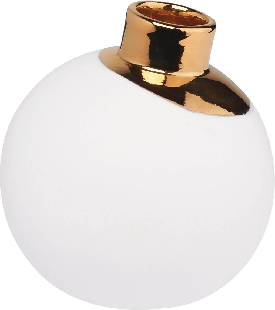 Vaza portelan Snowball Small, gold / white