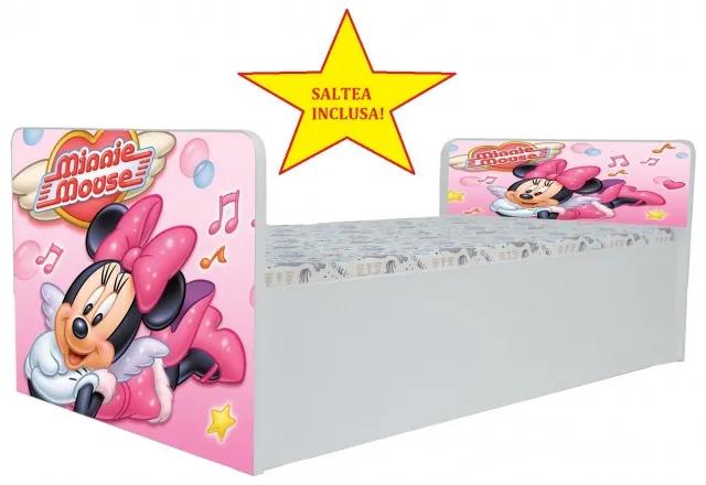 Pat Aero Minnie Mouse, cu saltea, 130x60 cm
