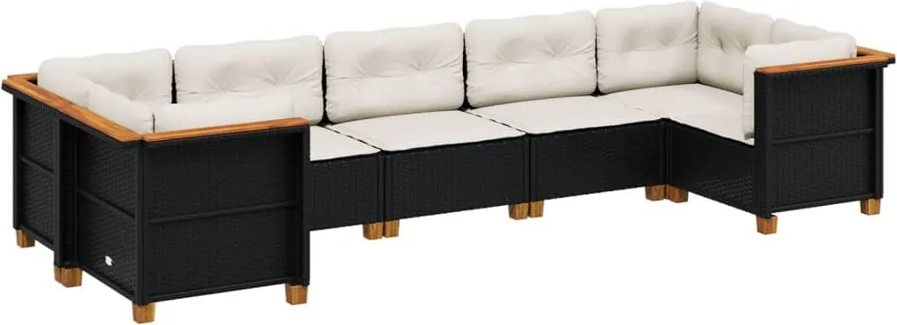 vidaXL Set canapele de grădină cu perne, 7 piese, negru, poliratan