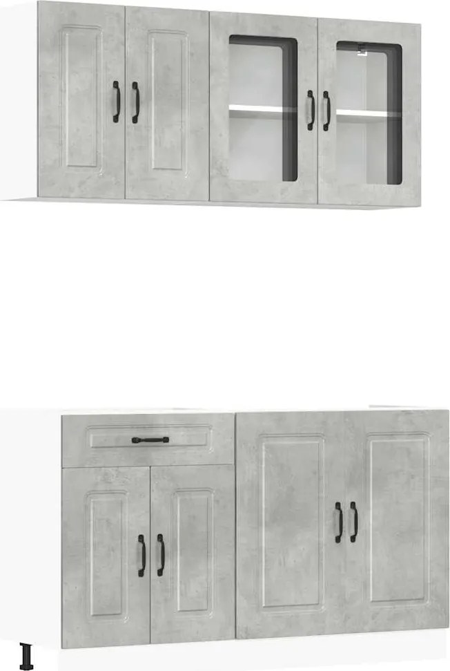 vidaXL Set dulapuri de bucătărie 4 piese „Kalmar” gri beton Lemn