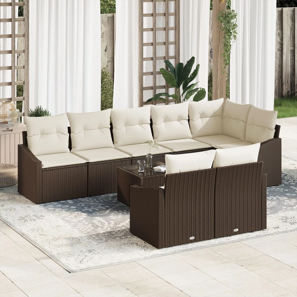vidaXL Set de canapele pentru grădină 9 pcs Maro Rattan poli
