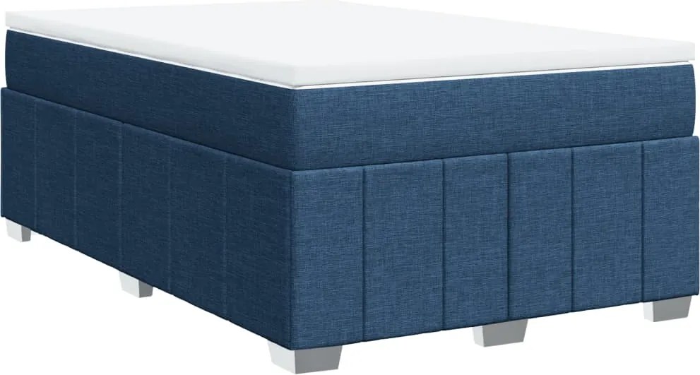 vidaXL Pat box spring cu saltea, albastru, 120x200 cm, textil