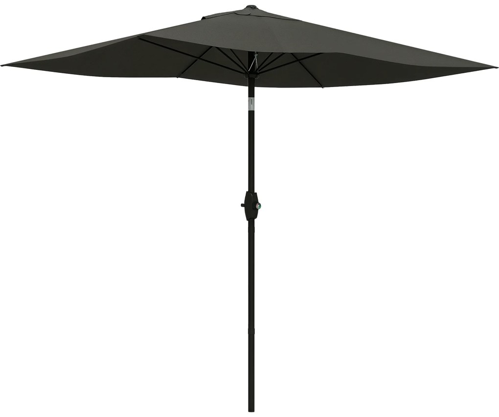 Outsunny Umbrelă de Soare Dreptunghiulară, Umbrelă pentru terasă cu înclinare și deschidere cu manivelă, 300x200x248 cm, Gri | Aosom Romania