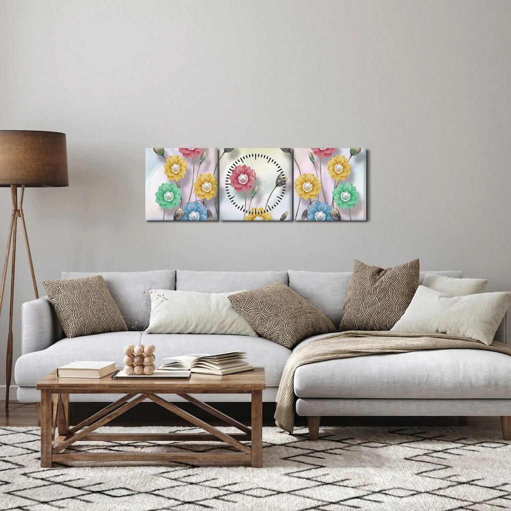 Tablou - Lunca colorată (cu ceas) (90x30 cm)