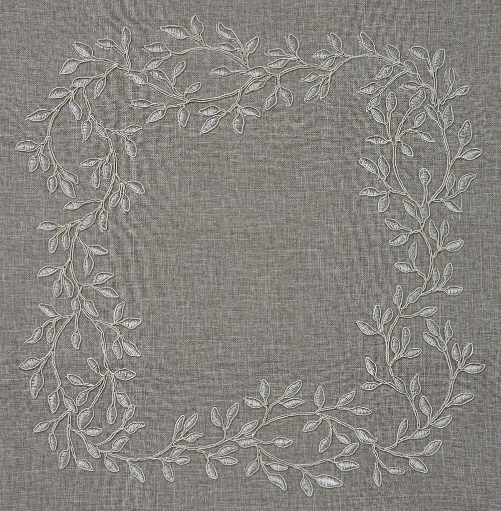 Husa de perna decorativa CHAPLET FLORAL 40x40 cm, gri