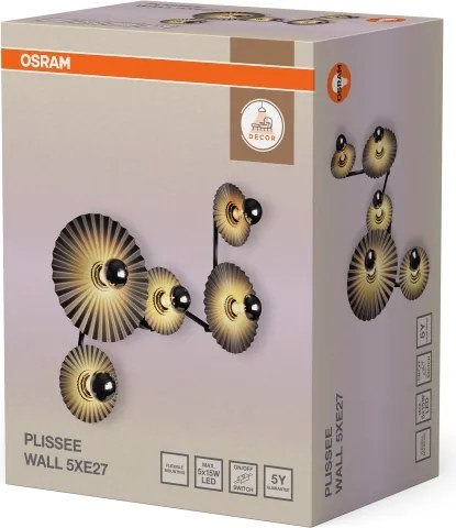 Osram - Aplică de perete PLISSEE 5xE27/15W/230V antracit
