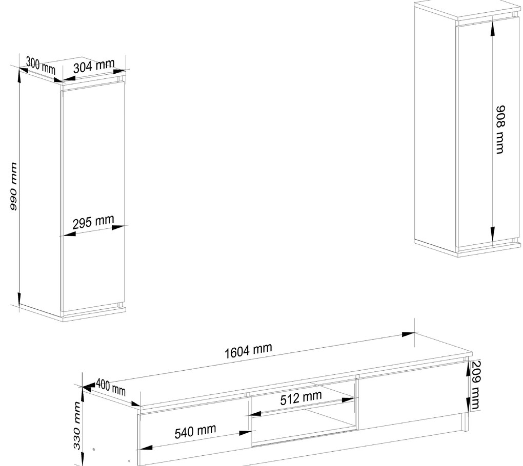 Mobilier camera de zi Megaherzios (alb) (fără iluminat). 1117425