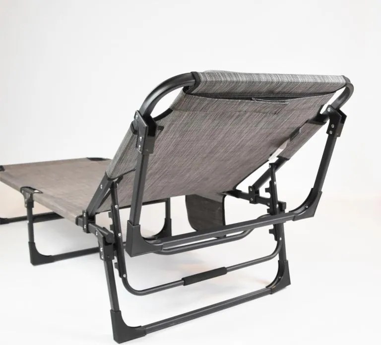 Șezlong pliabil, gri, 189,5 x 58,5 x 33,5 cm