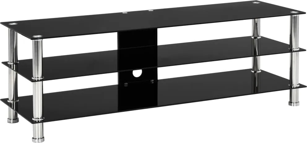 Comoda TV, negru, 120x40x40 cm, sticla securizata