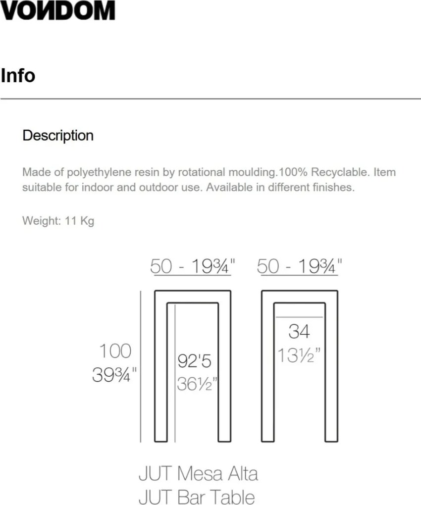 Masa de bar exterior / interior design modern premium JUT BAR TABLE 44411