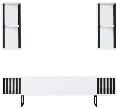 Set de mobilier pentru living Chrome, Alb- Negru
