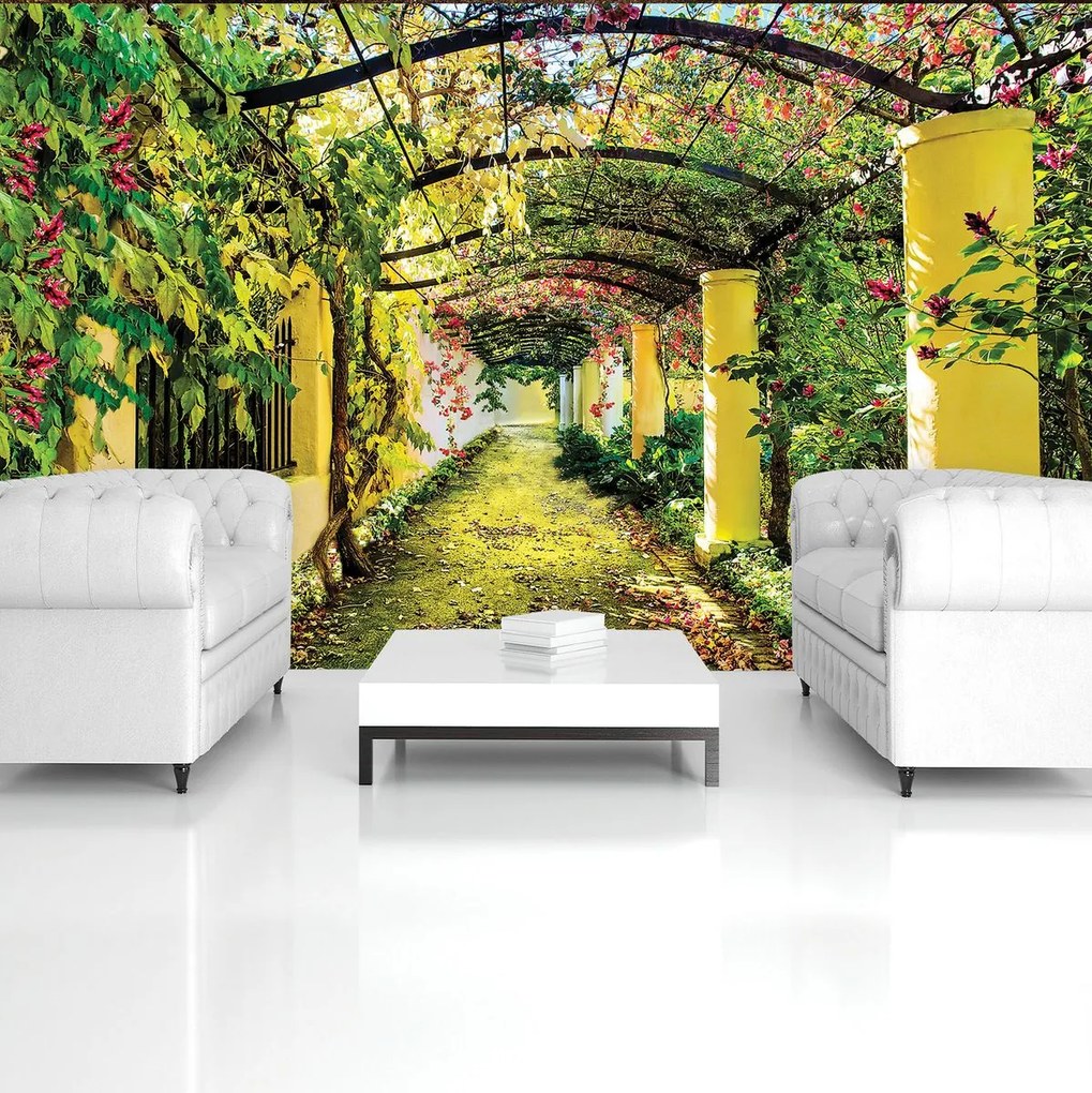Fototapet - Stăduță cu flori (152,5x104 cm)
