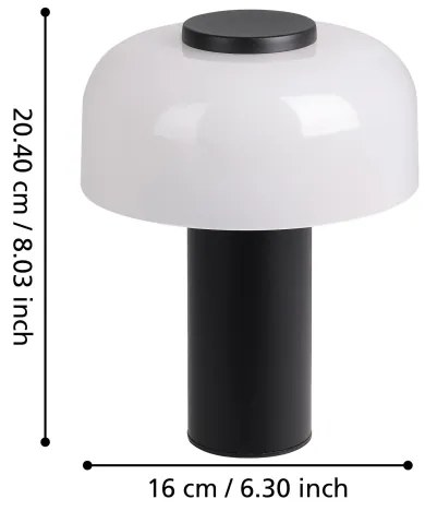 Lampă LED dimabilă de exterior Eglo 900984 PONENTE 2,25W/5V 5200mAh IP44 negru/alb