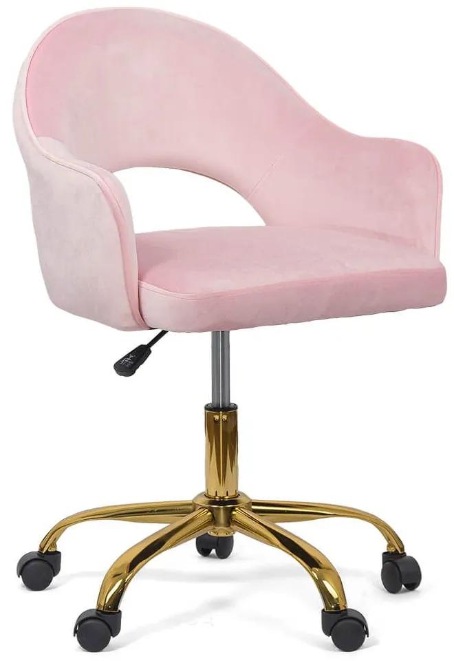 Scaun pentru birou din catifea cu baza aurie OFF 640 roz