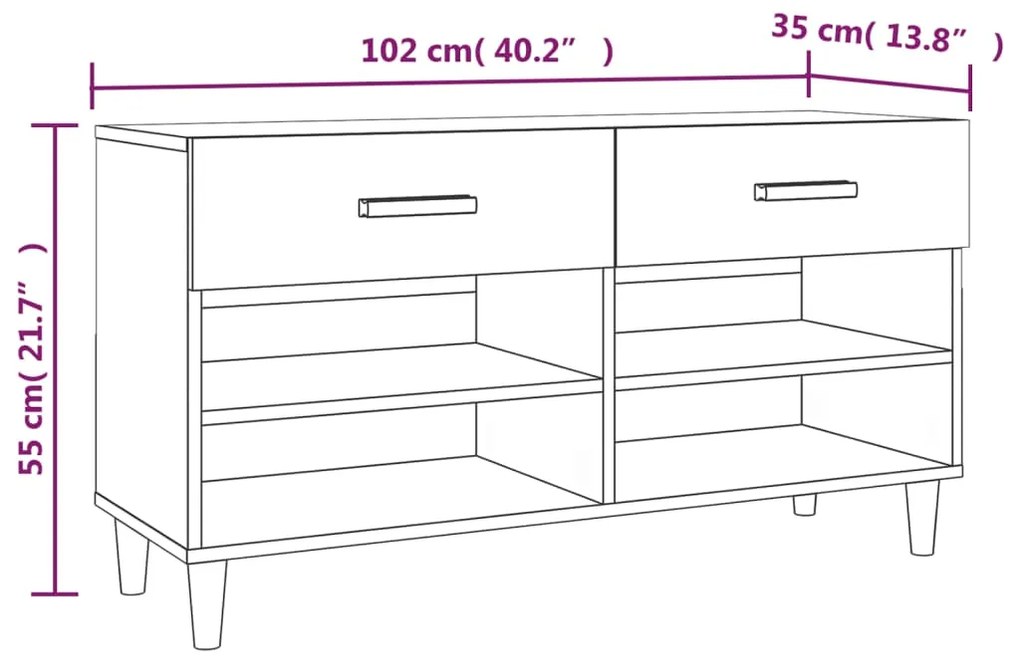 Pantofar, stejar sonoma, 102x35x55 cm, lemn compozit