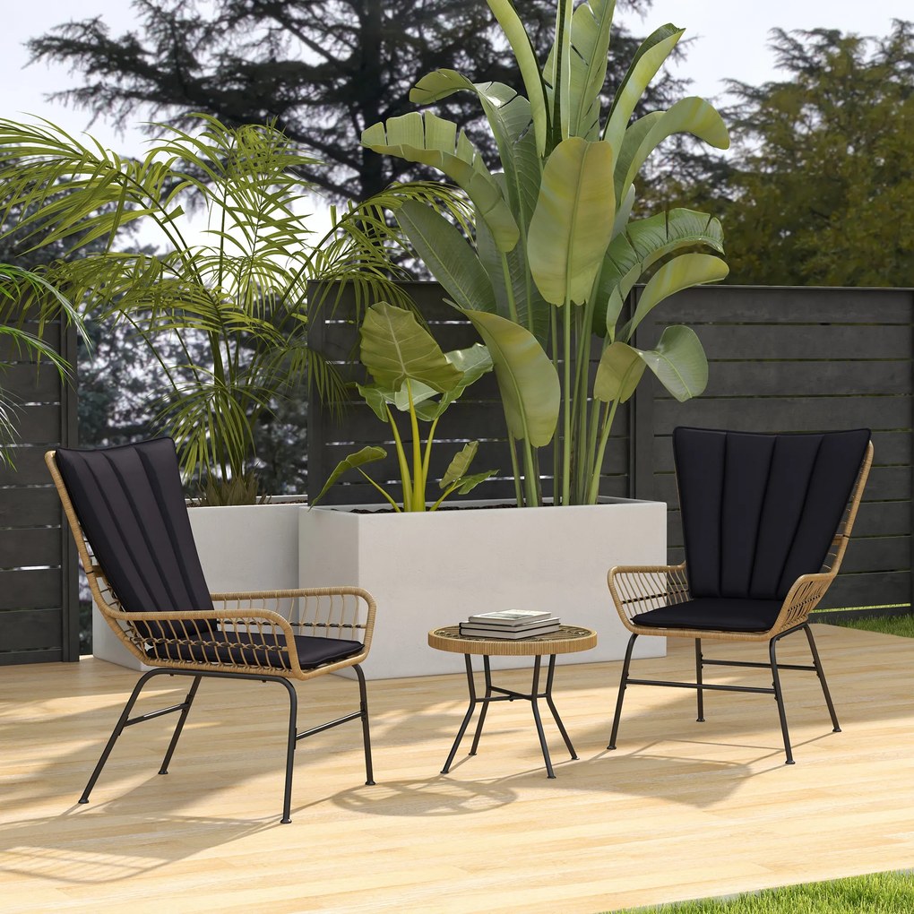 Outsunny Set de bistrou mobilier de balcon, stil Boho, rezistent la intemperii, 76 x 66 x 96 cm, Negru | Aosom Romania
