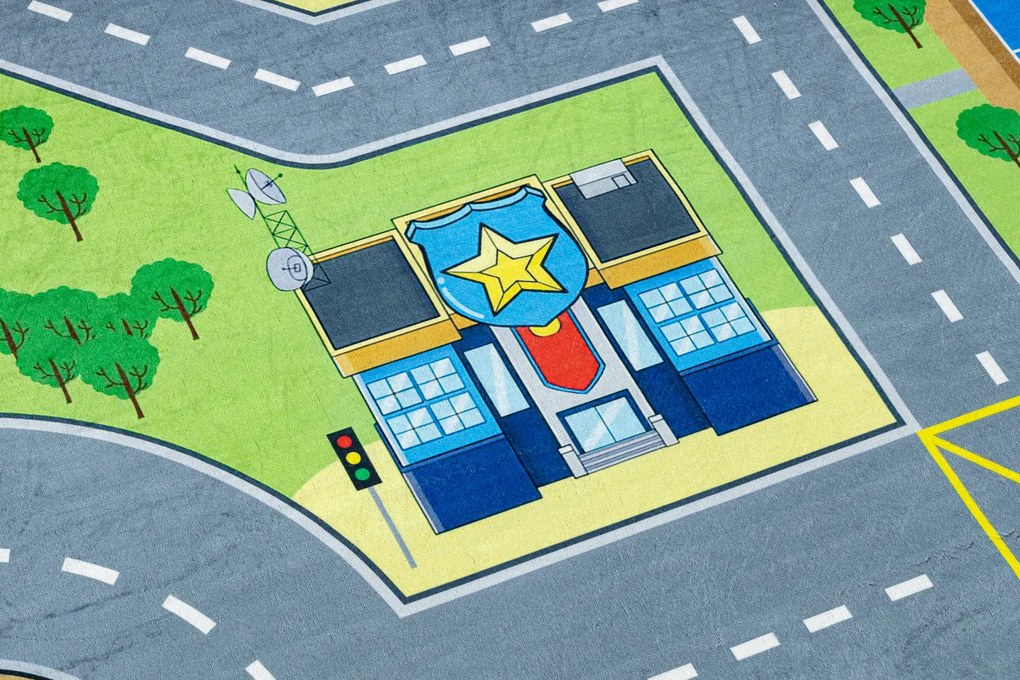 BAMBINO 9028 covor lavabil Oraș, străzi pentru copii anti-alunecare - verde / gri