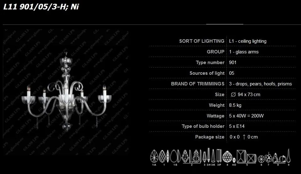 Lustra 5 brate cristal Bohemia, L11 901/05/3-H