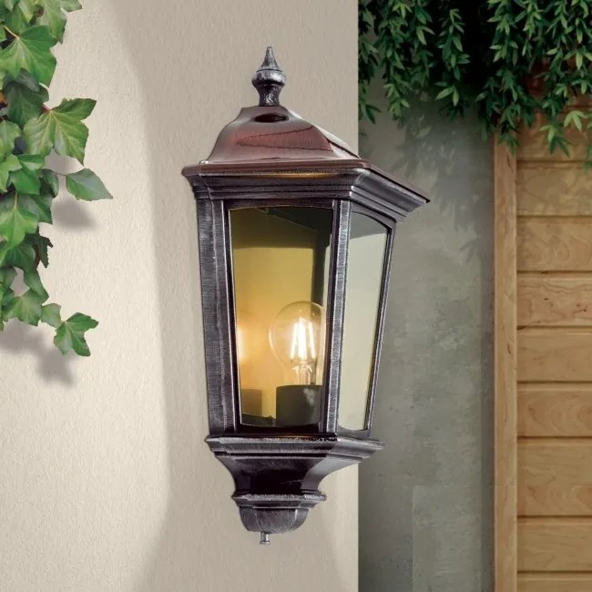 Aplica de perete exterior stil clasic IP44 Hermine AL 11K/82515/A schwarz-silber OR