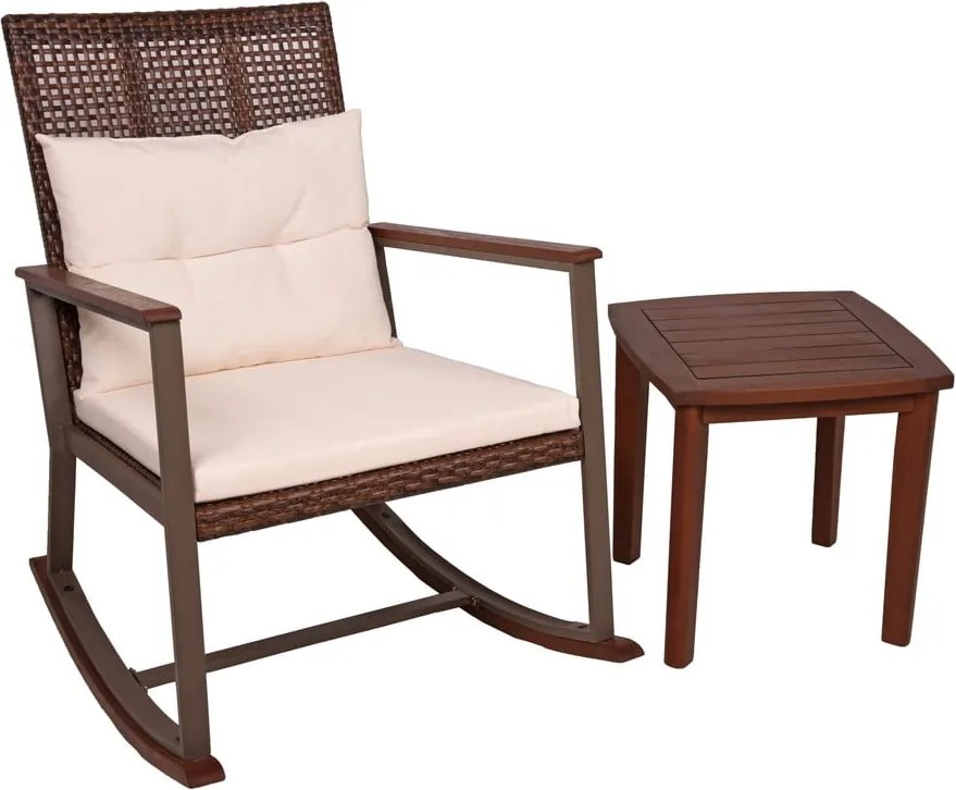 Balansoar cu măsuță maro închis din lemn masiv Sinaloa – Garden Pleasure