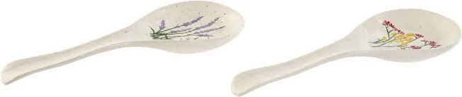 Set 2 suporturi pentru lingură din porțelan cu motive florale, 10×27,5×2,7 cm, „Bloom"