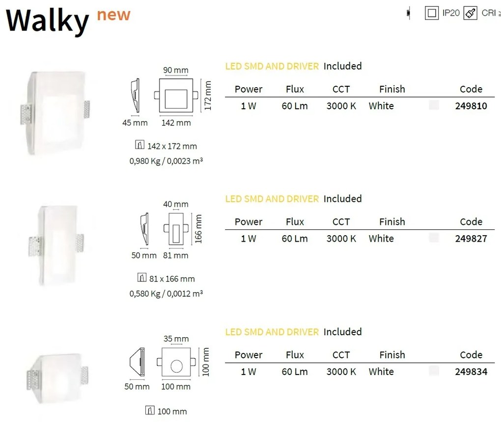 Spot LED incastrabil ideal pentru iluminat scara sau hol WALKY-2 249827 IDL