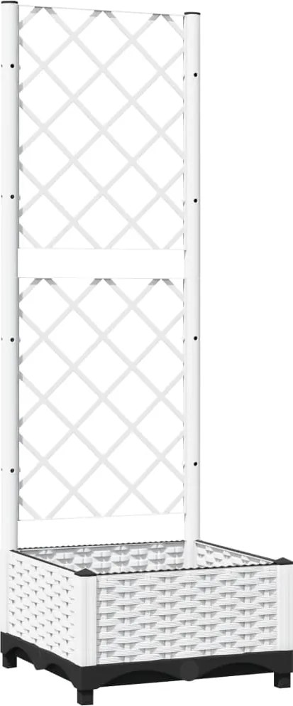 vidaXL Jardinieră de grădină cu spalier, alb, 40x40x121,5 cm, PP